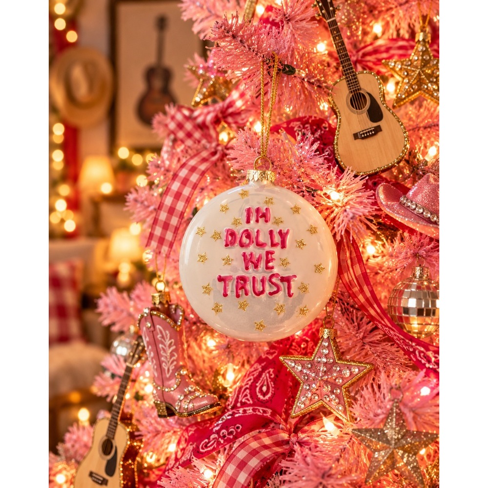 Nordstrom In Dolly We Trust Iridescent Glass Disc Christmas Ornament Pink Gold